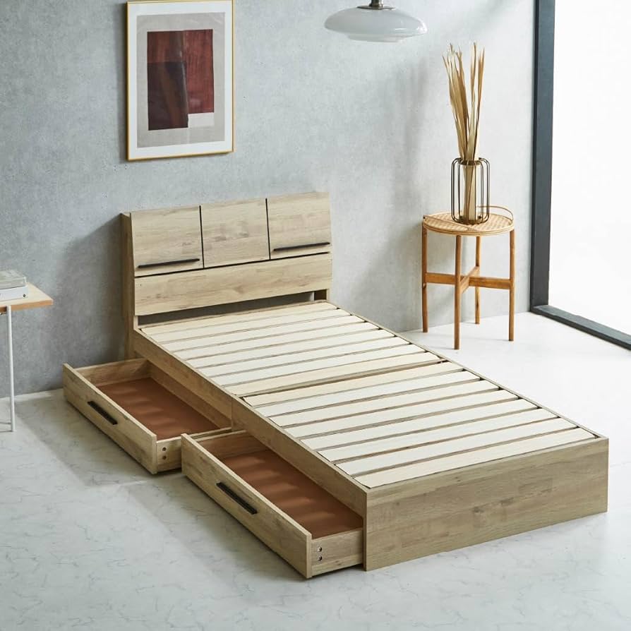 収納付きベージュすのこベッド　ルルカ 楽天市場】すのこベッド 収納ベッド シングル セミダブル ダブル